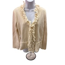 Vintage C.l.o.t.h.e.s Womens Size L Fringe Detail V Neck Wool Cardigan S... - £12.84 GBP