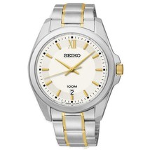 Seiko Men&#39;s SGEG63 White Dial Date Two-Tone Bracelet Stainless Steel Dress Watch - £81.18 GBP