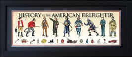 History of American Firefighter Framed Print 36 x 11.75 Flat Frame Molding 2&quot; - £101.19 GBP