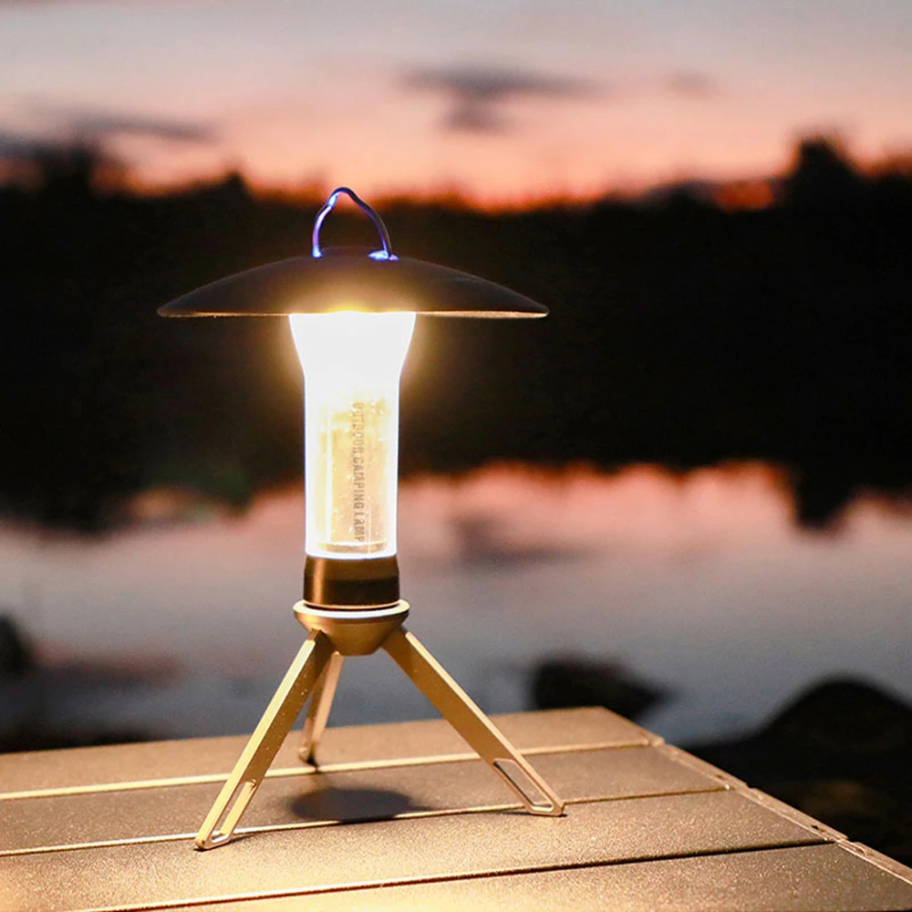 Outdoor Portable Camping Light Tent Lantern with Detachable Tripod USB - £18.56 GBP+