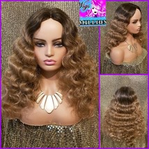 Gabrielle&quot; Synthetic Mocha Blonde Deep Lace Part Longheat resistant  wig, Wavy W - £57.40 GBP