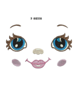 Doll Face Digitized embroidery design Digital Download - $7.47 CAD