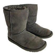 UGG Australia Womens Size 6 Mid-Calf GraySuede Sheepskin Winter Boots F23010G - £22.49 GBP