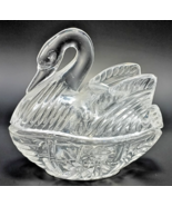 Vintage Clear Lead Crystal Swan Trinket Box. L 4&quot; x H 3-1/2&quot; x W 2-1/4&quot;. - $165.15 MXN