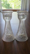 2 Avon Vintage Glass Vase Candlestick Holders Hearts Fostoria - £11.85 GBP