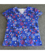 SB scrubs Top Women&#39;s Medium Poly Cotton Stars Red White Blue 3 Pockets ... - $206.03 MXN