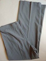 East 5th Secretly Slender Dress Pants Womens Size 12 Light Gray Striped Wide Leg - £17.40 GBP