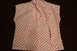 Womens Sleeveless Red Dots White Blouse Size M (check measurement) - $7.50
