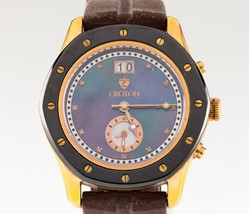 Croton Imperial Men&#39;s Quartz Rose and Ceramic Watch w/ Silicone Band - £186.83 GBP