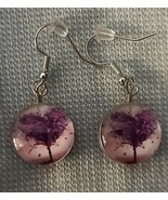 Purple Heart ~ Acrylic Ball ~ Tree Earrings ~ Silver Alloy ~ 1.5&quot; Drop D... - $363.95 MXN