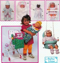 Vtg Baby Doll Clothes Swing High Chair Cushion Bag Bunting Sew Pattern 12&quot;-22&quot; - £9.40 GBP
