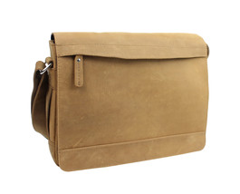Vagarant Traveler 14 in. Leather Messenger Laptop Bag L18.Brown - £141.55 GBP