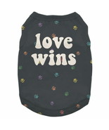 Love Wins with Hearts Dog T-Shirt  Black  L - $9.00