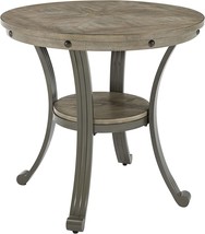 Franklin Dining Powell Side Table With Pewter Metal And Rustic Wood. - £148.57 GBP