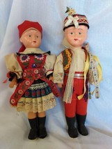 Vintage Eastern European Dolls In Traditional Dress pair boy and girl 12&quot; tall - £33.10 GBP