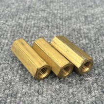 Lot of 3 -  3/8-16 x 1-3/4&quot; Brass Hex Standoff Pillars Threaded Connecto... - $19.79