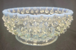 Opalescent Glass Hobnail Bowl With White Wave Rim - £6.80 GBP