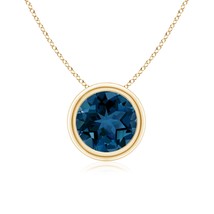 ANGARA Natural London Blue Topaz Pendant in 14K Yellow Gold (AAA, 1.55 Ct) - £468.09 GBP