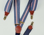 Nautica Suspenders Leather Clip Red White &amp; Blue 1 3/8&quot; W Adjustable Mad... - £15.81 GBP