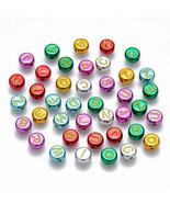 50 Letter Beads Alphabet Beads Metallic Bulk Beads Wholesale 7mm  Assort... - $4.94