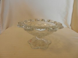 Vintage Lead Crystal Pedestal Candy Bowl Thatch Pattern, 4&quot; Tall - £48.11 GBP