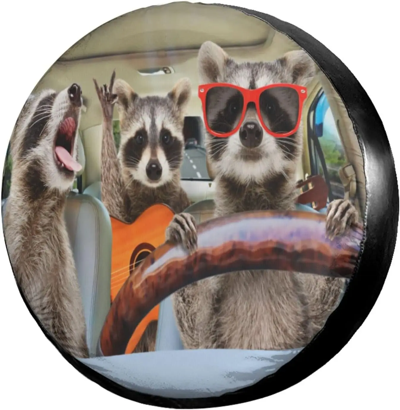 Three Funny Raccoon Spare Tire Cover Polyester Universal Sunscreen Waterproof - £13.45 GBP+