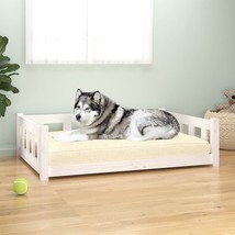 Dog Bed White 105.5x75.5x28 cm Solid Wood Pine - £49.23 GBP
