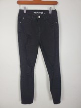 Wallflower Fearless Curvy High Rise Jeans 3 Womens/Juniors Black Distressed - £21.03 GBP