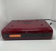 Emerson Under Cabinet CD Stereo Clock Radio Red CKD1612 Tested No Remote - $35.36