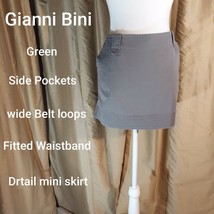 Gianni Bini Green pockets Mini Skirt With Detail Belt Loops/ hem  Size 12 - £7.03 GBP