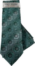 Stacy Adams Signature Gold Men&#39;s Tie Hanky Set Teal Turquoise Black Silver 3.5&quot; - £17.30 GBP