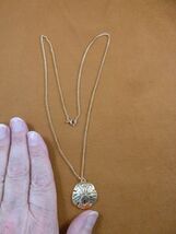 J-SAND-3) 7/8" Sand dollar gold tone pendant on 24" necklace sea shell j... - $9.79