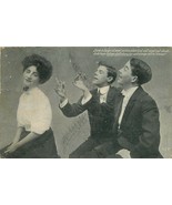 1907 POSTCARD TWO YOUNG MEN TOASTING TO SWEET 16 GIRL POEM BY MURRAY JORDAN - $3.88