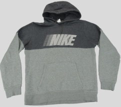 Nike Men&#39;s Hoodie Spell Out Logo Fleece Inside Pullover Sz L Gray Block NSW - $23.70