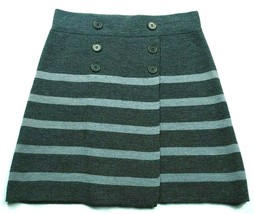 Loft Womens A Line Petites Sweater Skirt Size XSP Pull On Gray Striped Buttons - £13.41 GBP