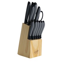 Gibson Home Dorain 14 Piece Stainless Steel Cutlery Set in Black with Wood Bloc - $56.93
