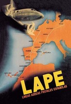 LAPE - Spanish Postal Airlines European Routes - Art Print - $21.99+
