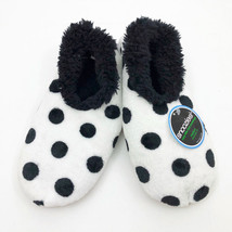 Snoozies Women&#39;s Slippers White with Black Polka Dots Med 7/8 - £9.61 GBP