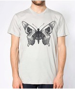 mens butterfly skull shirt- American Apparel silver- available in S, M, ... - £17.78 GBP