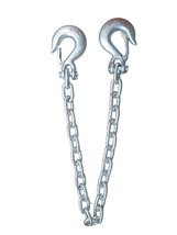 TOW SAFETY CHAIN 2´x 3/8&quot; W/ 2 SLIP HOOK CLIP TRAILER HEAVY DUTY TOWING ... - $39.55