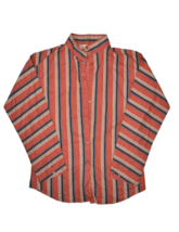 Vintage Liz Claiborne Shirt Womens 8 Red Striped Button Up Mandarin Blouse - £18.14 GBP