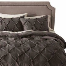 Threshold 2 Pintucked Charcoal Gray King Pillow Shams Pinch Pleat Unused - $14.97