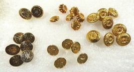 Lot of 27  Vintage Buttons gold tone metal shell flower style coat blaze... - $20.79