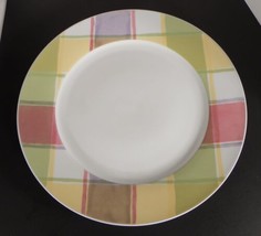 4 Studio Nova TRATORRIA Dinner Plate (s) LOT Colorful Plaid on White TPC23 - $39.55
