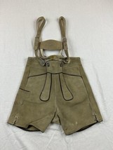 Vintage Lederhosen Suede Leather German Bavarian Genuine Youth Measure In Pics - £25.63 GBP