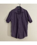 Van Heusen Button Down Eggplant Purple Pocketed Shirt Micro Checkered XL... - €11,86 EUR