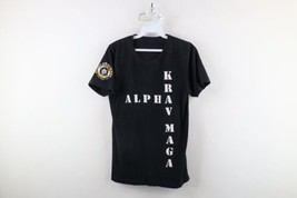 Vintage Mens XS Faded Alpha Krav Maga Martial Arts Short Sleeve T-Shirt Black - £27.31 GBP