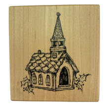 PSX Chapel Birdhouse Church Holly Christmas Rubber Stamp F-2549 Vintage 1998 - $7.82