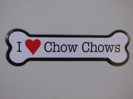 I Heart (Love) Chow Chows Dog Bone Car Magnet 2&quot;x7&quot; USA made NEW Waterproof - £3.91 GBP