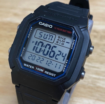 Casio W-800H Mens 100m Black Digital Alarm Chrono Quartz Watch~New Battery - £11.37 GBP